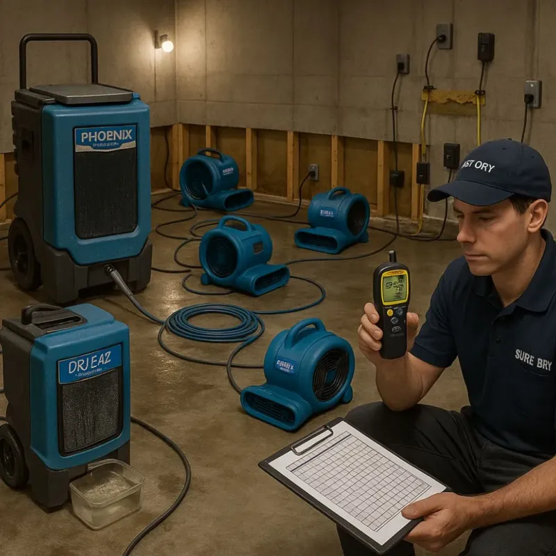 Structural Drying and Dehumidification process in McDonough, GA